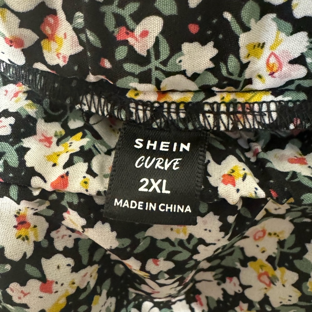 SHEIN Curve 2XL Women’s Black Floral Skirt Split Thigh / Cover Up